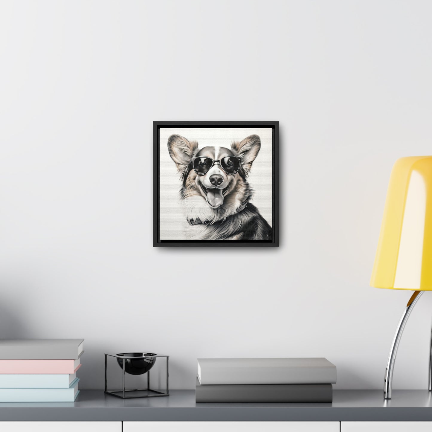 Corgi Cool - Framed on Canvas