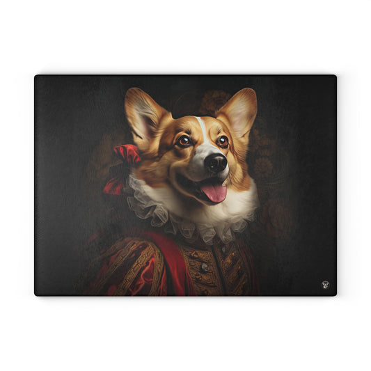 Renaissance Corgi - Glass Cutting Board