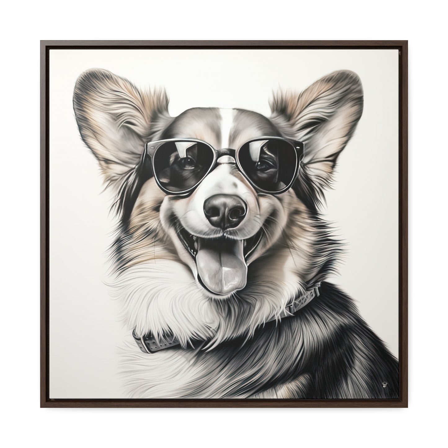 Corgi Cool - Framed on Canvas