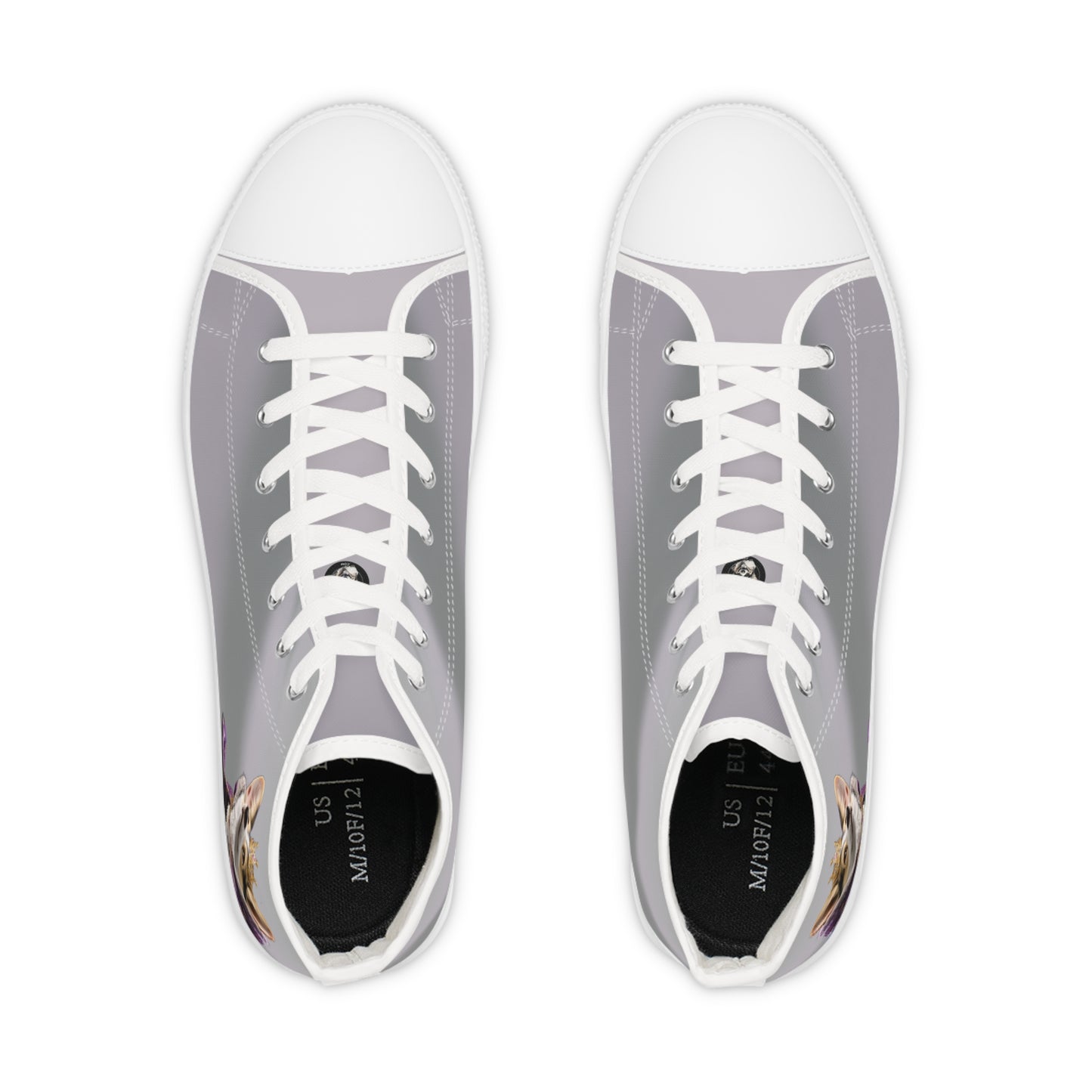King Pup Cute Corgi Face Men's High Top Casual Gray Canvas Shoes