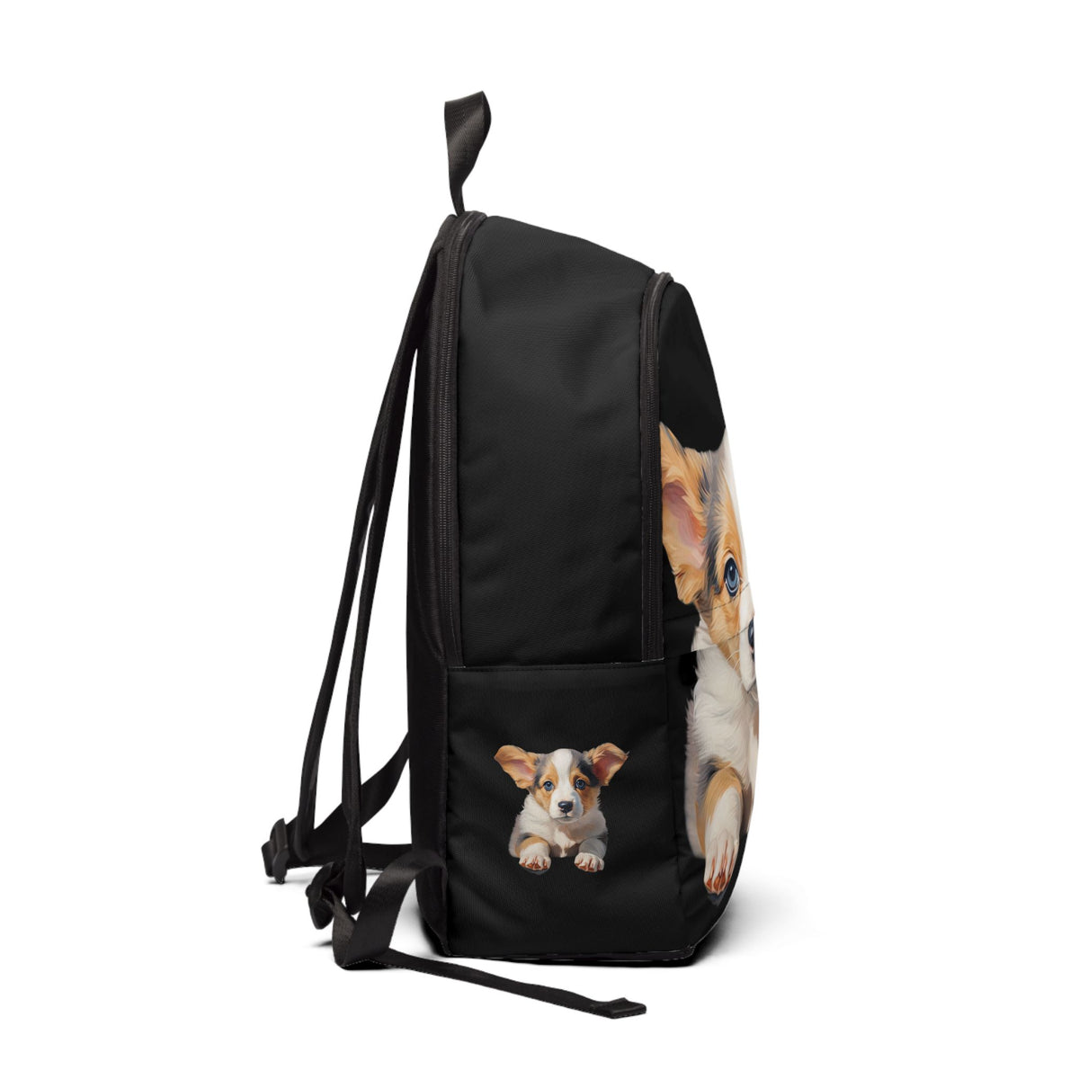 Puppy Dog Eyes Corgi Backpack — Black Corgi Rucksack