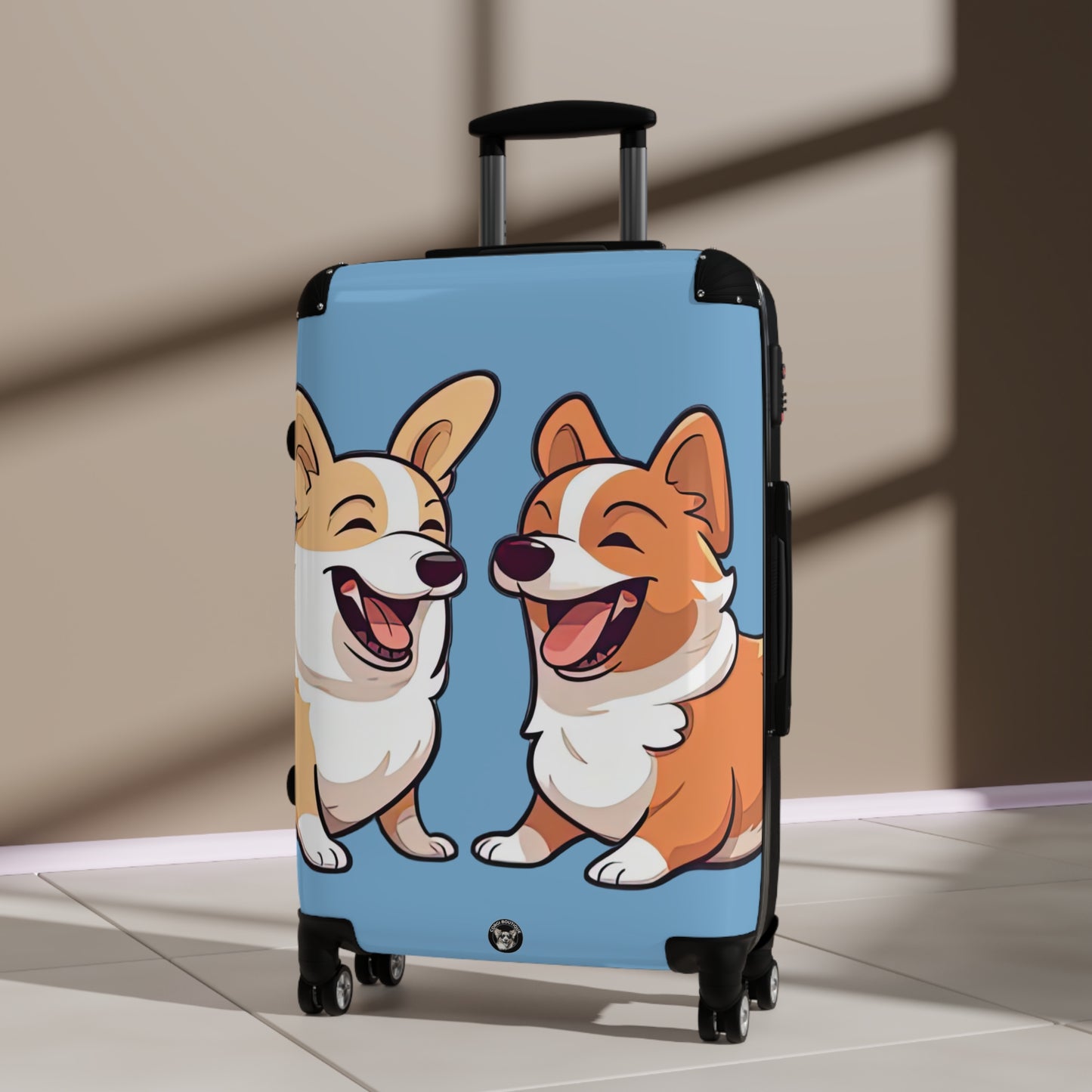 Best Mates Laughing Corgis Suitcases — Animated Luggage Cover for Corgi Lovers