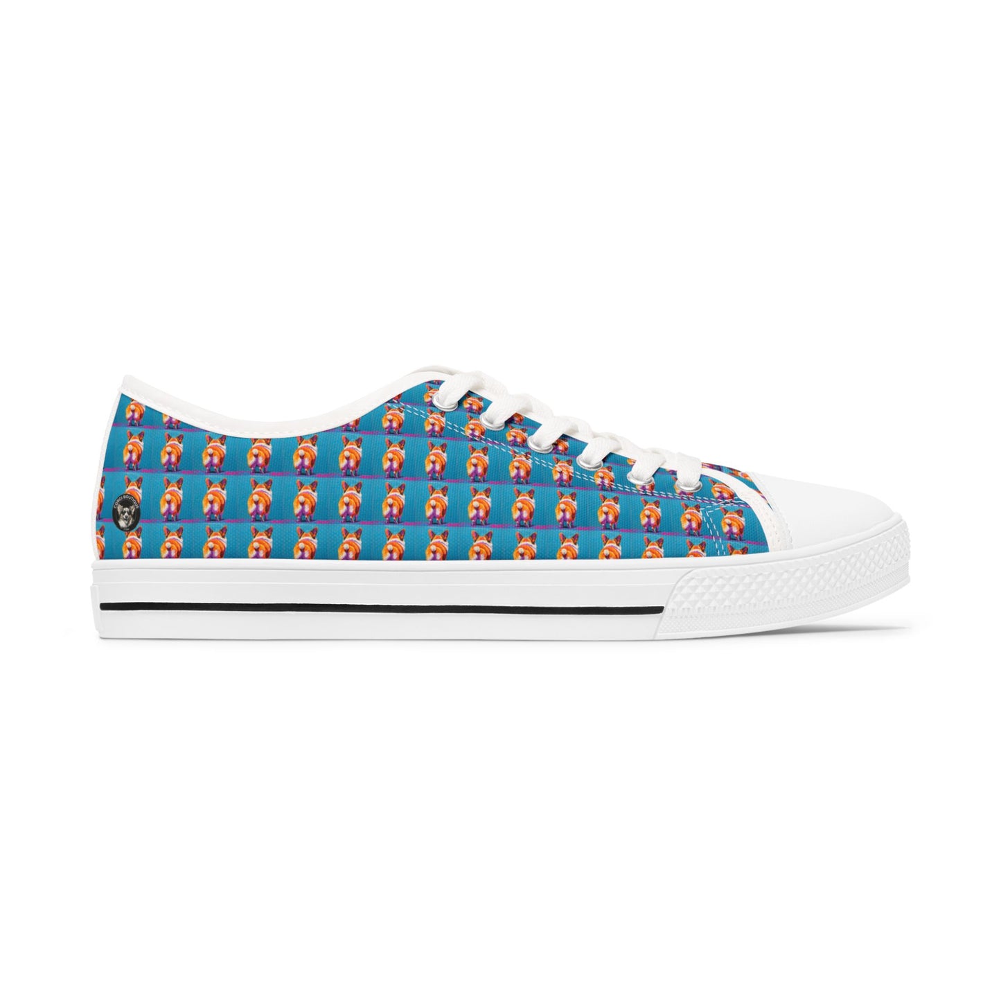 Corgi Butt Mosaic Pattern Women's Low Top Casual Canvas Sneakers