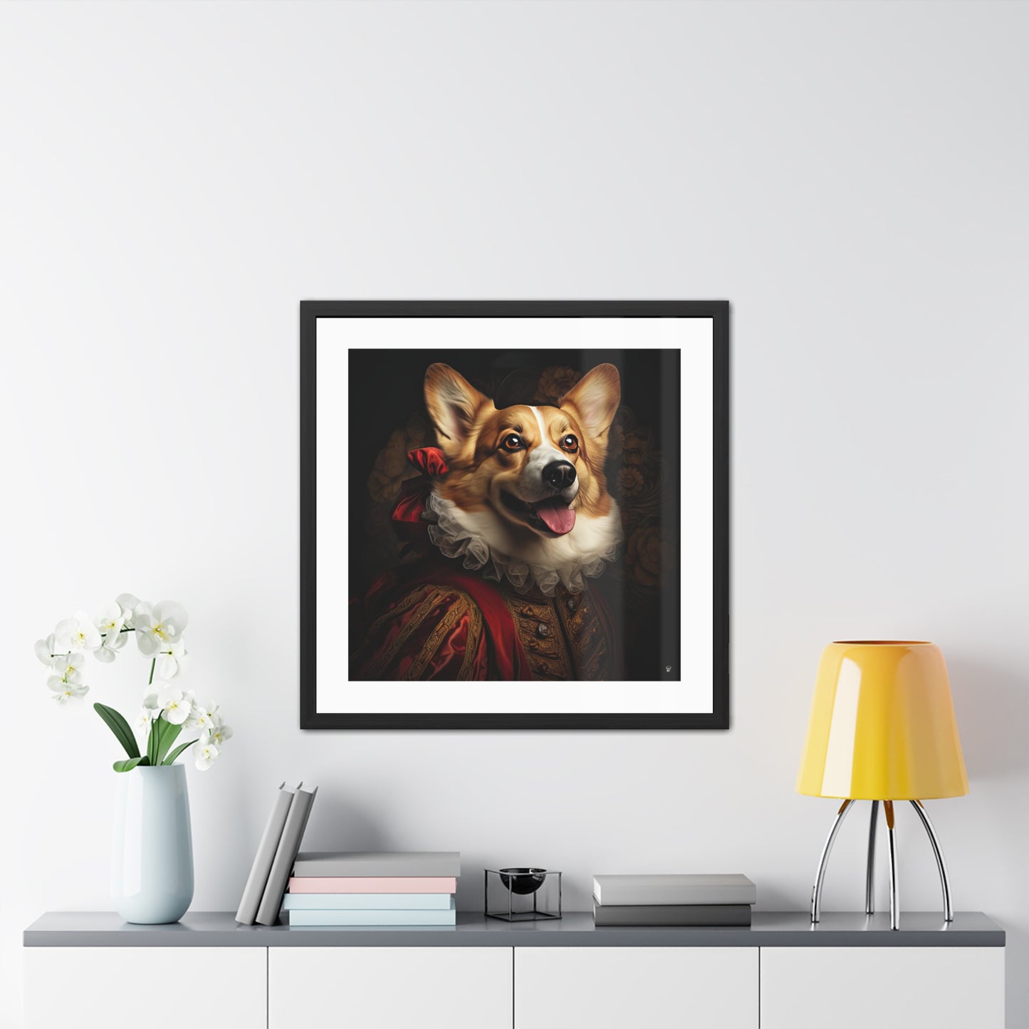 Gravure encadrée Corgi Renaissance