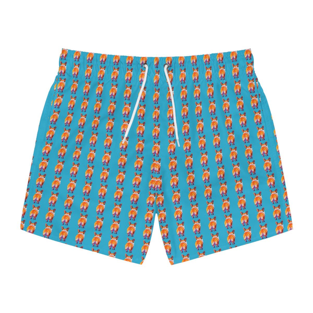 Corgi Butt Stripes Artistic Portrait - Blue Corgi Swim Trunks