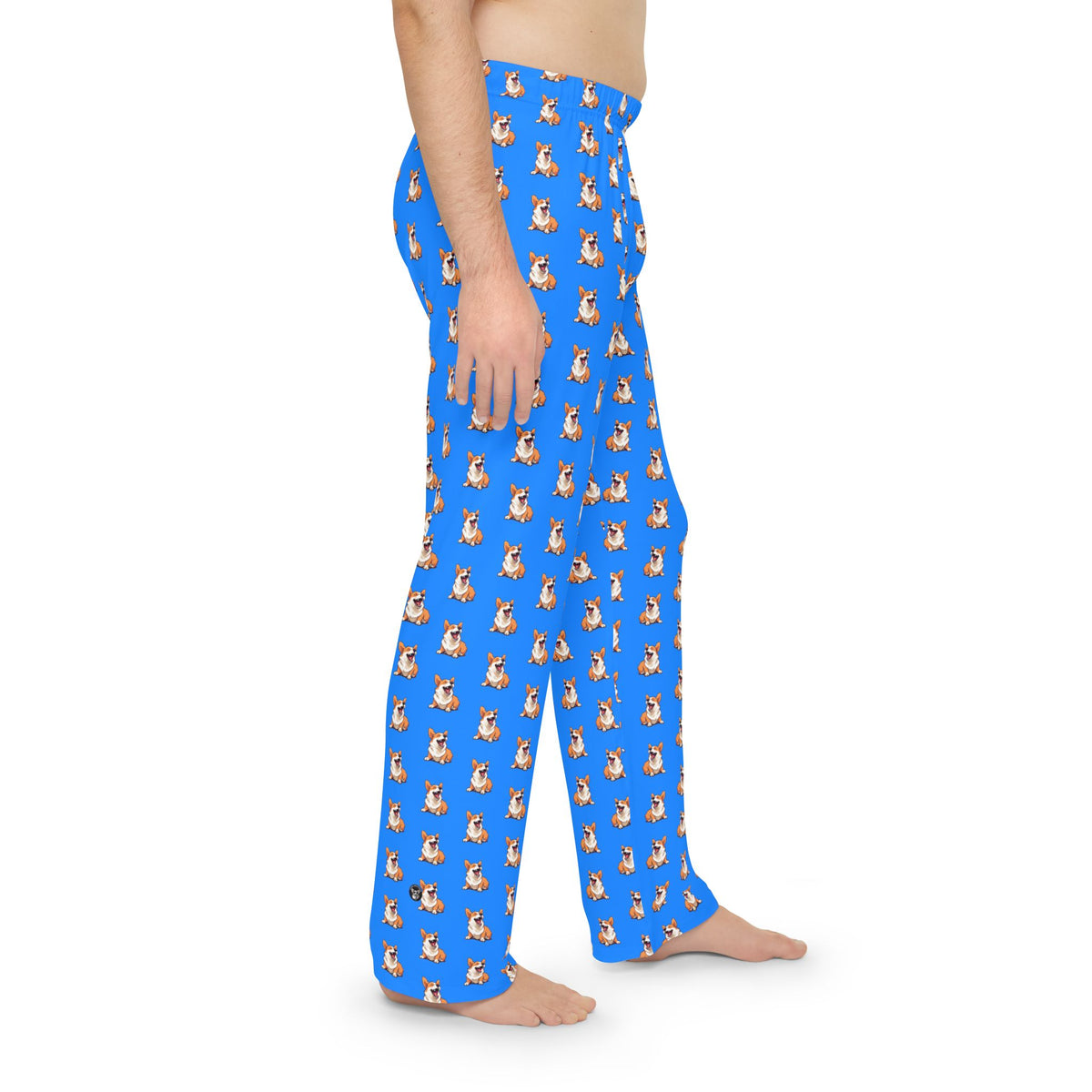 Comical Corgi All Smiles Repeater Pattern Men's Blue Lounge Pants