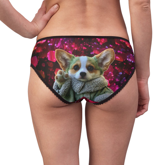Baby Corgi Star Warrior Panties - Black Red & Purple Galaxy Glitter Undies