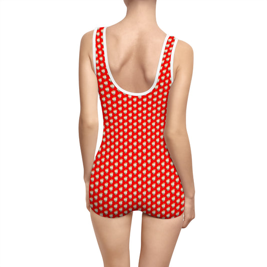 Baby Got Back - Corgi Butt Strut Vintage One-Piece Swimsuit - Red Bathing Suit