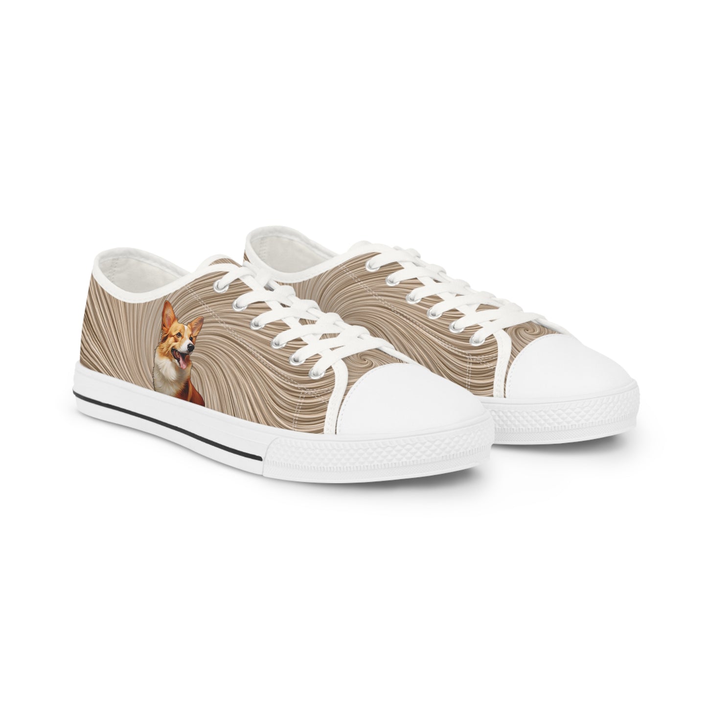 Pembroke Portrait Swirling Tan Men's Low Top Casual Canvas Sneakers