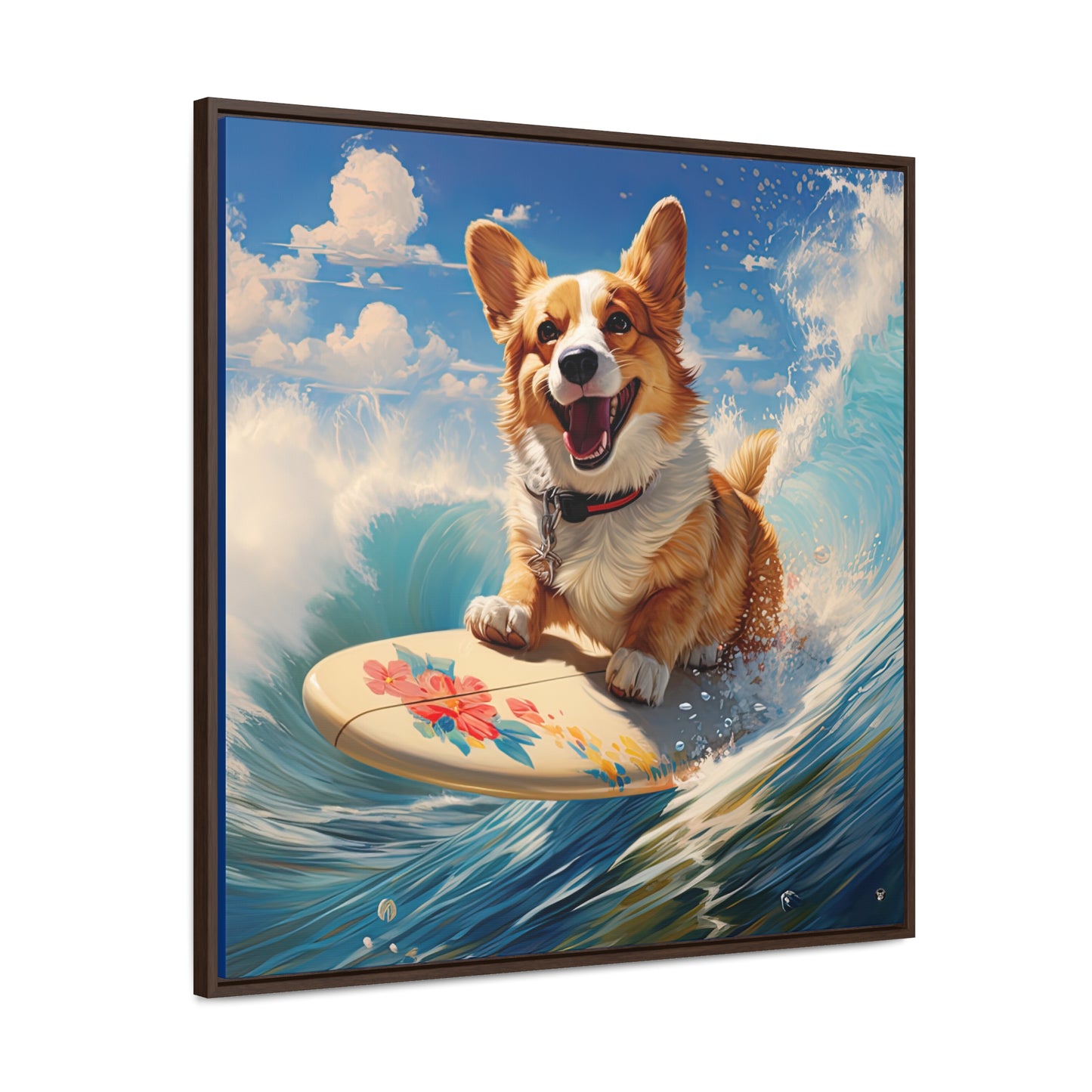 Cowabunga Corgi - Framed on Canvas