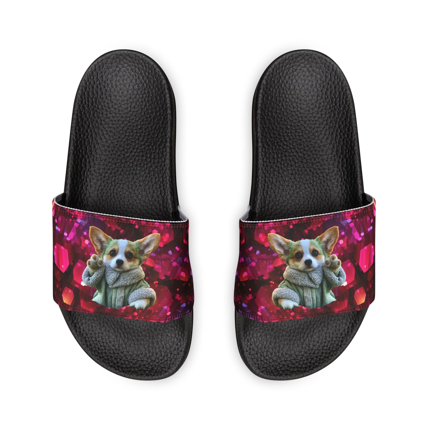 Baby Corgi Space Glitter Men's Casual Slide Sandals - May the Corgi Be With You