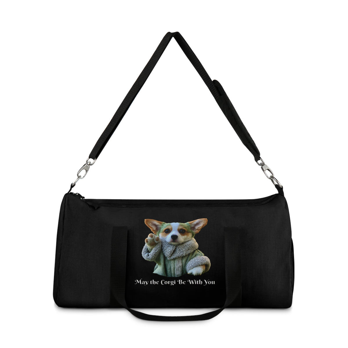 May the Corgi Be With You Duffel Bag - Baby Corgi Star Warrior Black Travel Gym Bag