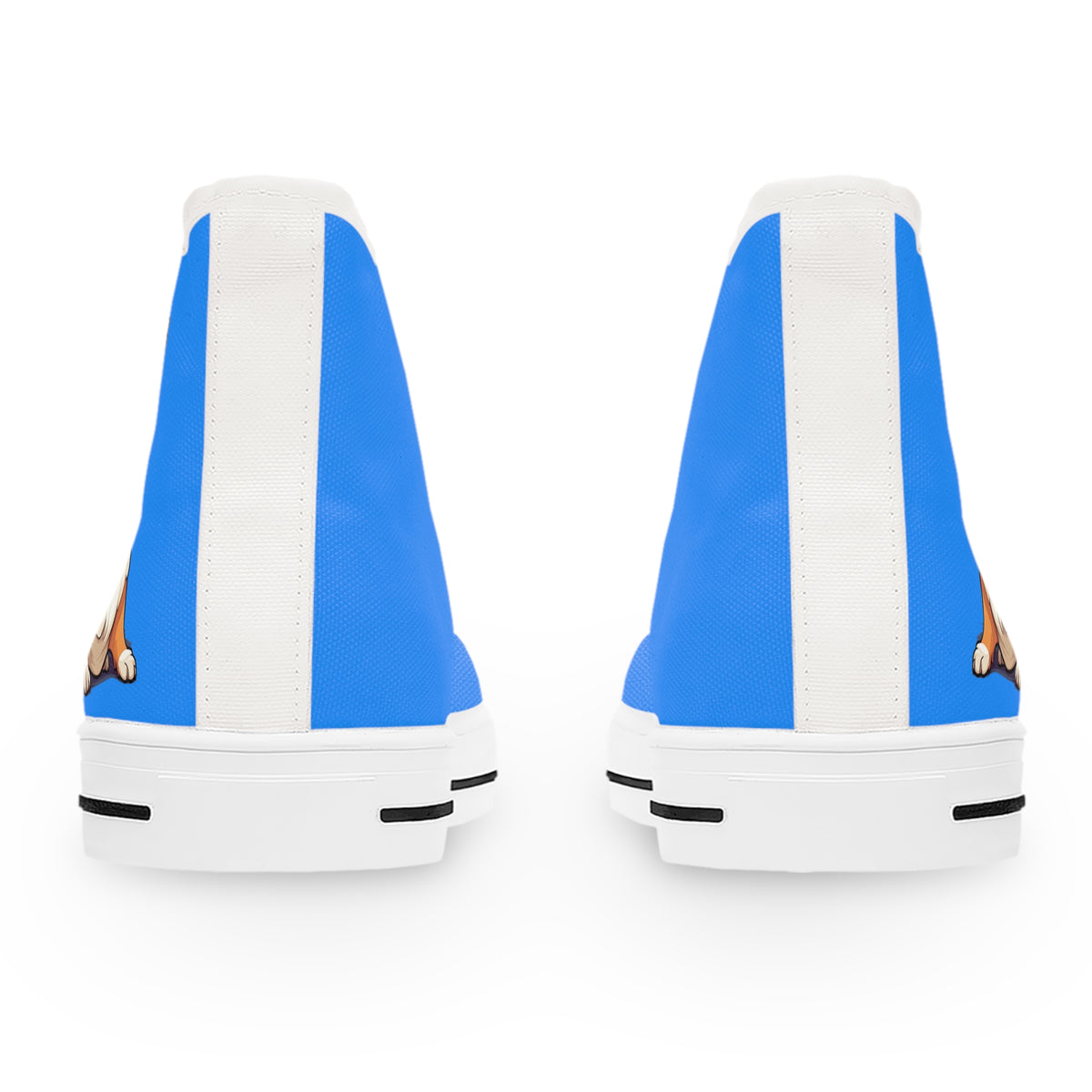 Comical Corgi All Smiles Women's High Top Casual Blue Canvas Sneakers