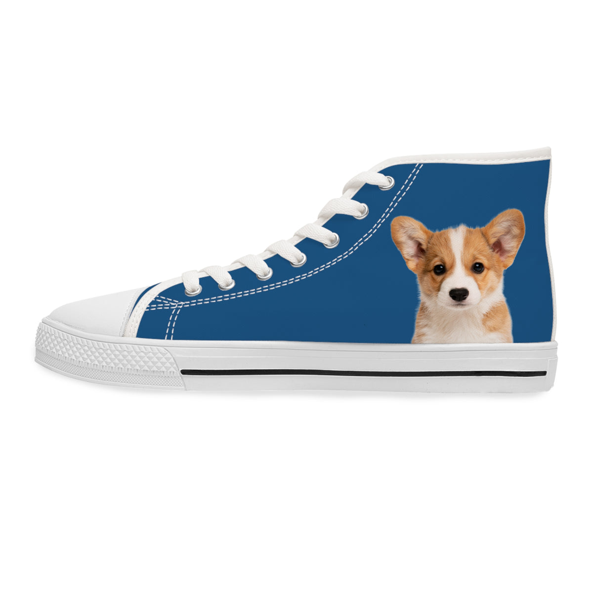 Ethereal Gaze Women's High-Top Sneakers - Corgi Kisser on Daytona Dusk Canvas