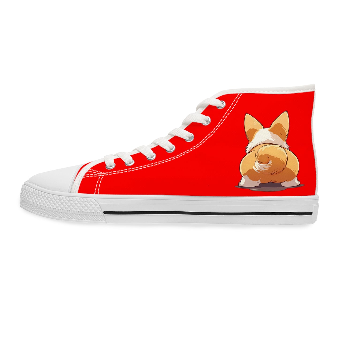 Booty Call Corgi Pop Art Women's High Top Casual Red Canvas Sneakers
