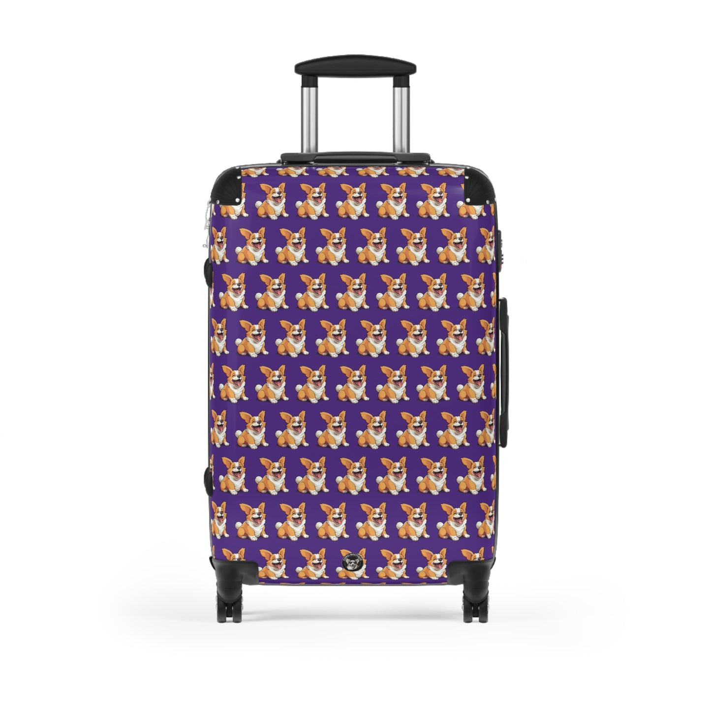 Jolly Jiggling Corgi Pattern Travel Suitcases — Purple Corgi Mosaic Rolling Luggage