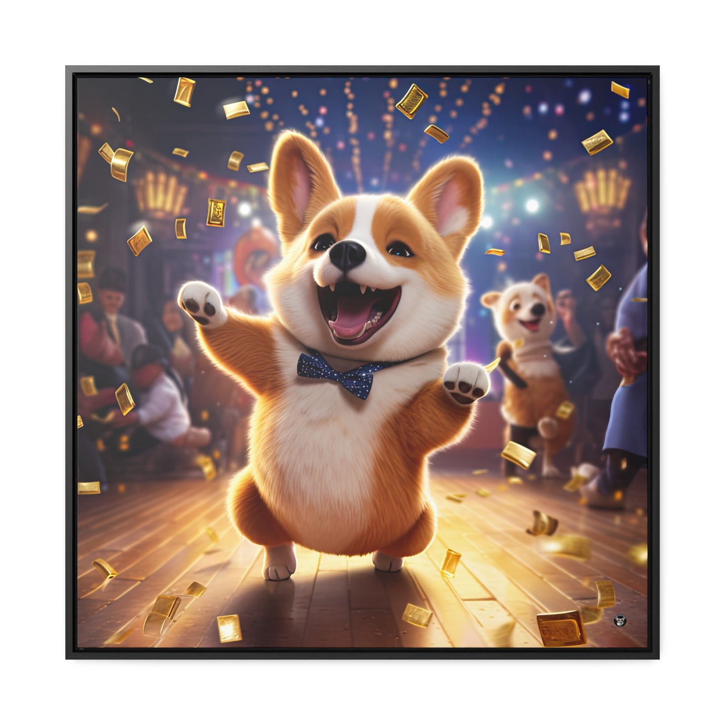Boogaloo Corgi - Framed on Canvas