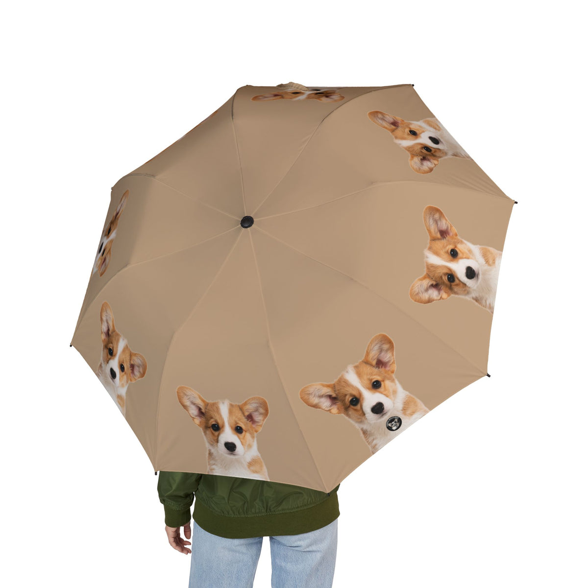 Delightfully Precious Corgi Puppy Face Foldable Umbrella — Compact Semi‑Automatic Rain Parasol for Dog Lovers