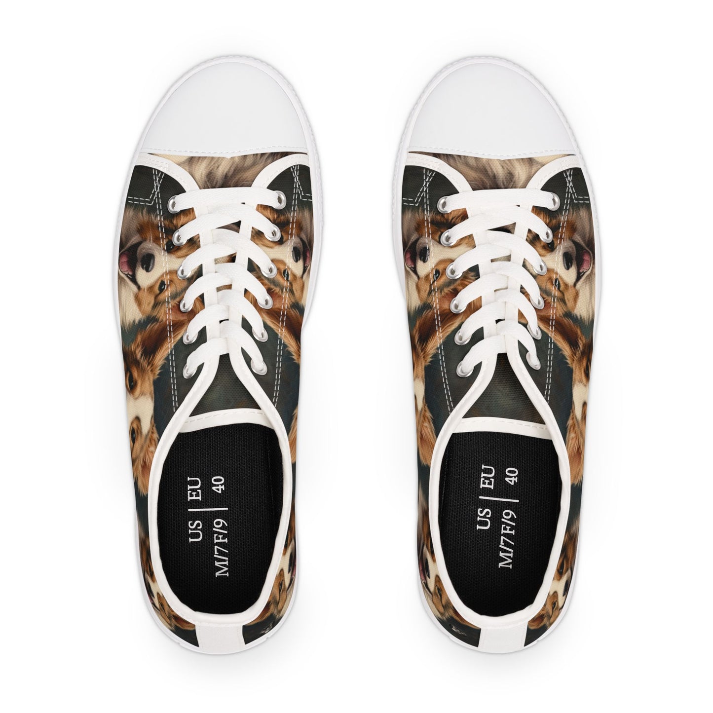 Corgi Pouncing Print Women's Low Top Casual Canvas Sneakers