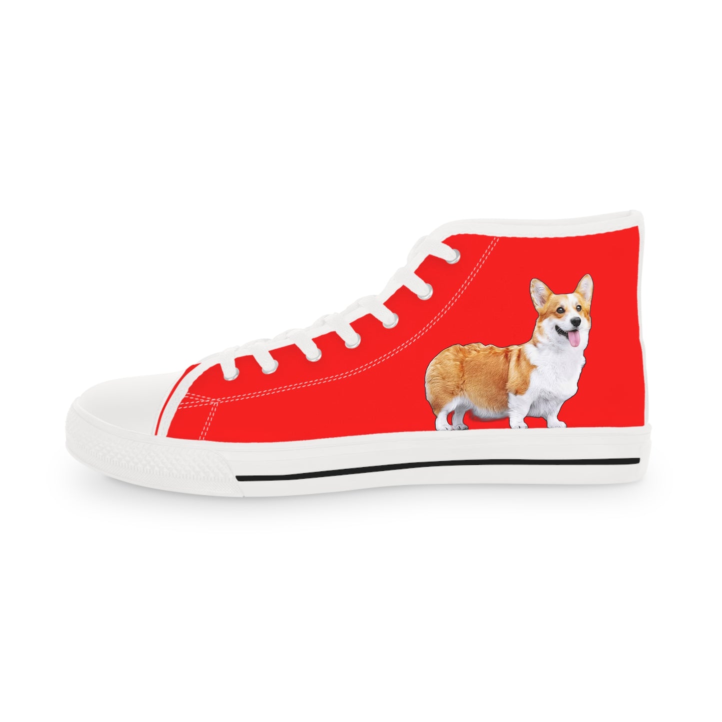 Best in Show Classic Corgi Portrait Men's High Top Sneakers on Red Canvas
