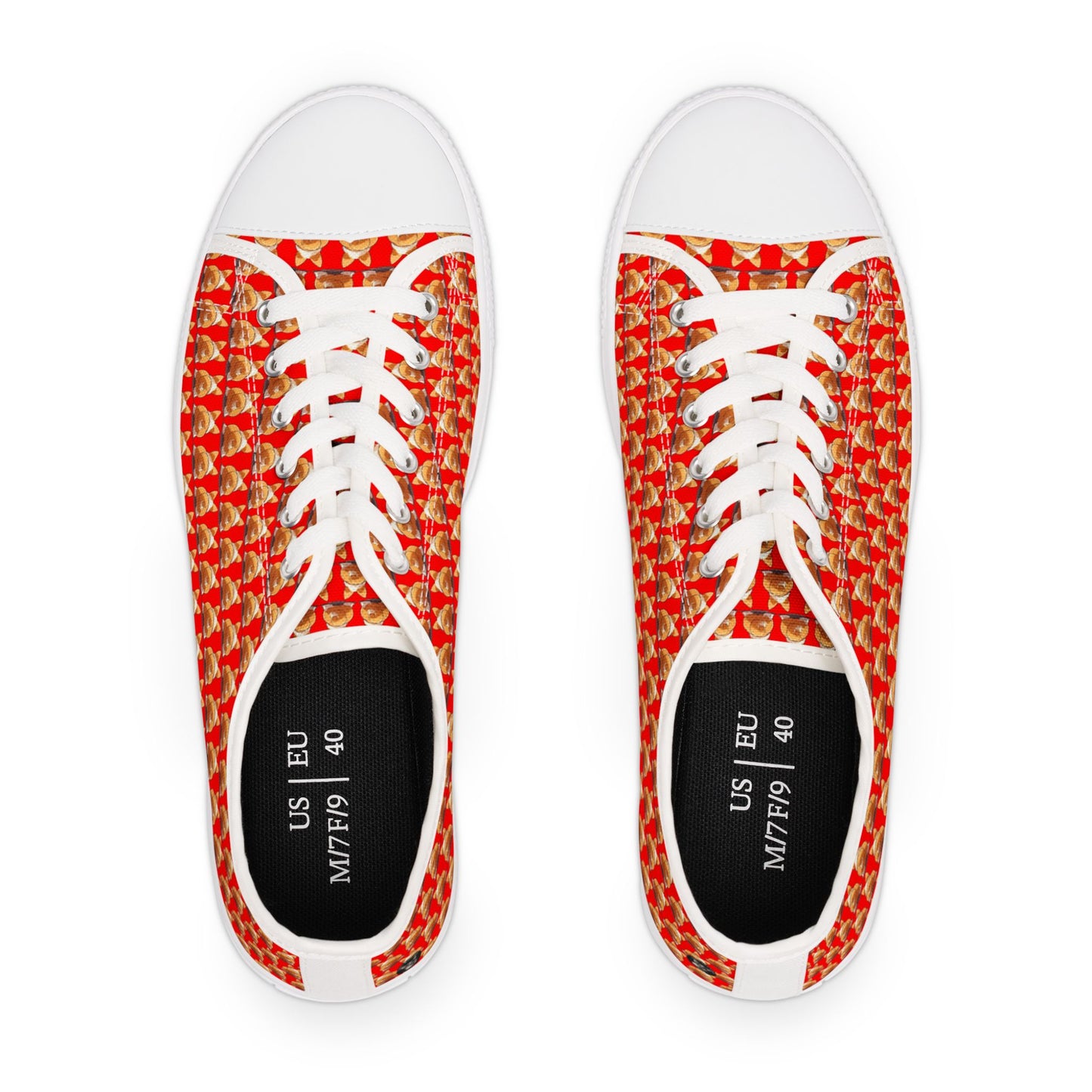 Corgi Booty Call Red Houndstooth Style Geometric Pattern Casual Women’s Low Top Canvas Sneakers