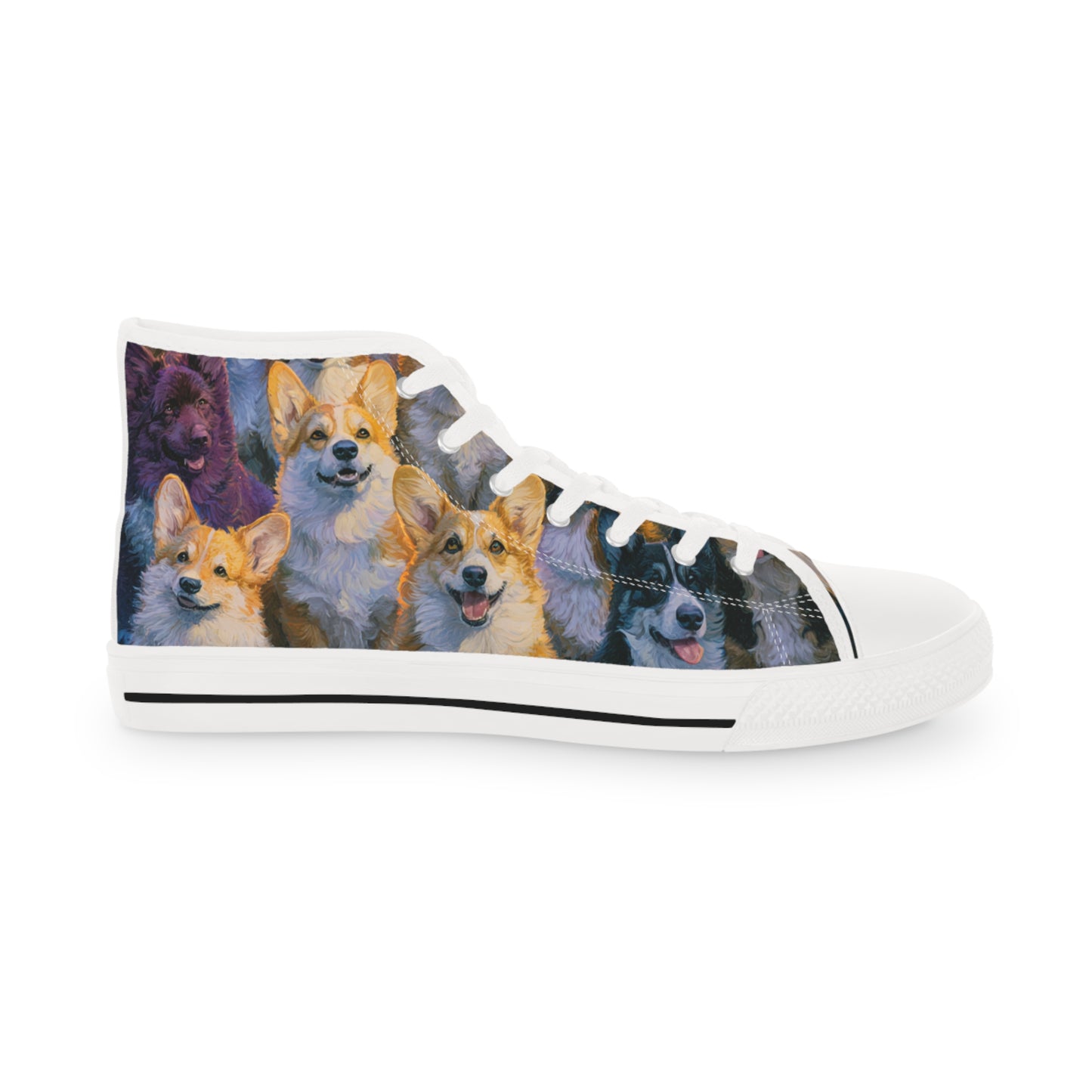 Pearly Gates the Corgis Await Men's High Top Casual Canvas Sneakers