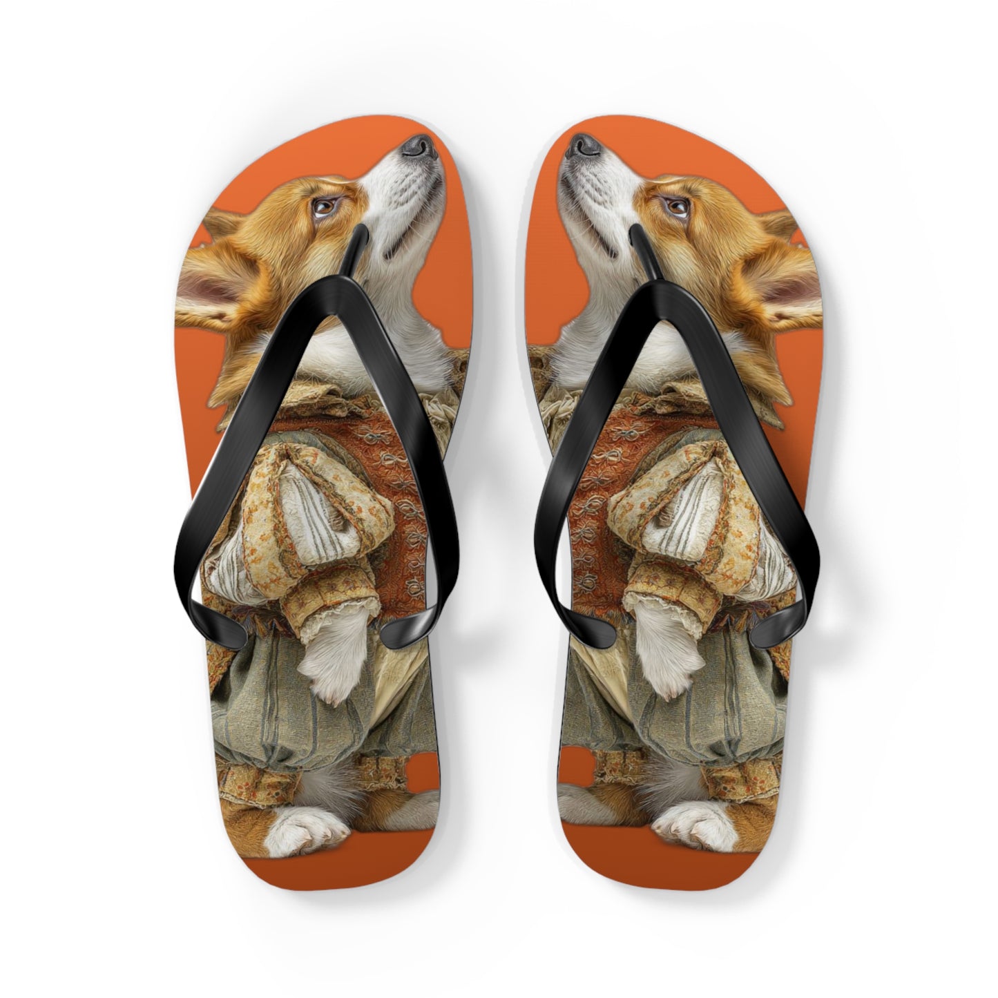 Prince Corgi Portrait Flip Flops – Cool Dog Beach Sandals