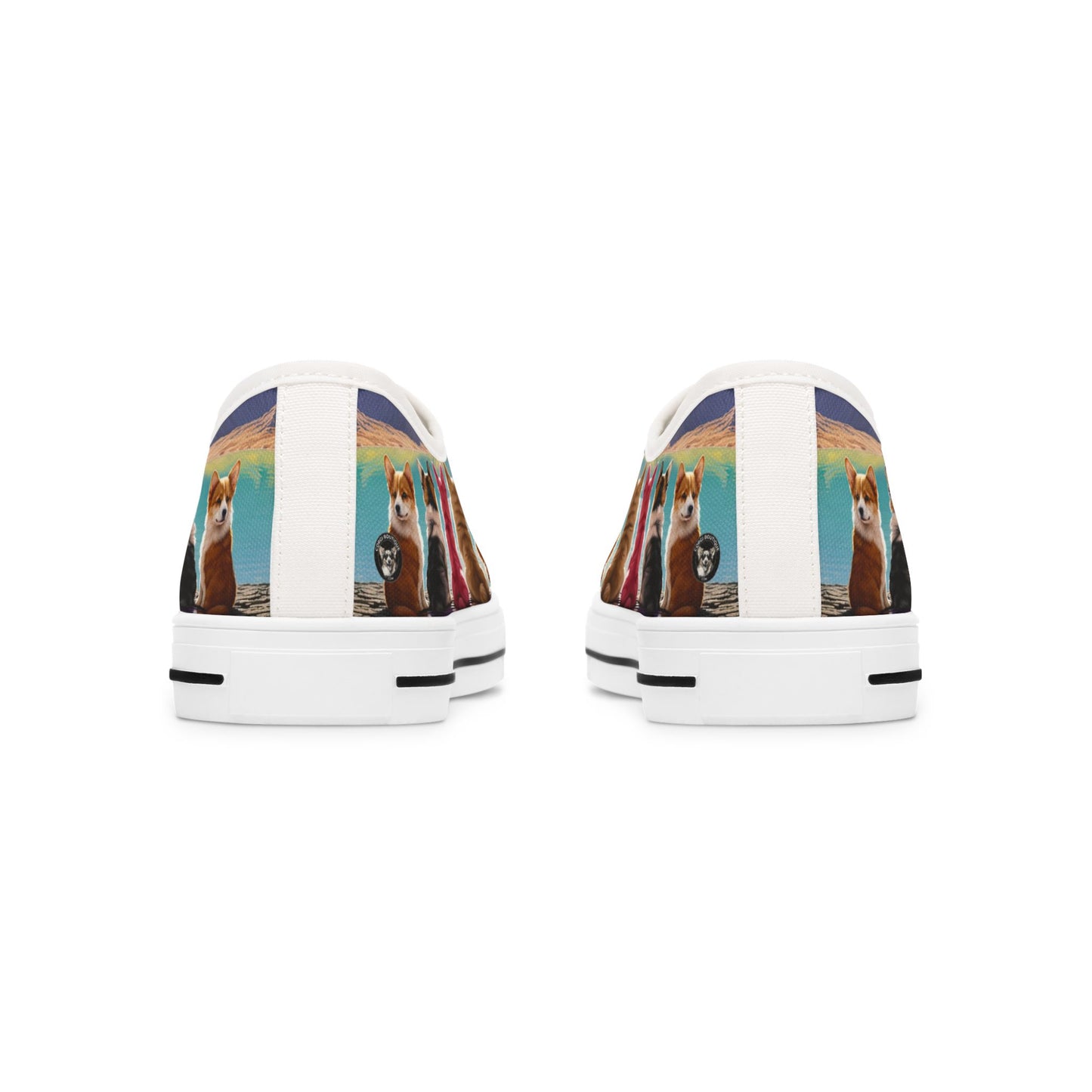 Corgi Lake Tranquil Portrait Women's Low Top Casual Canvas Sneakers