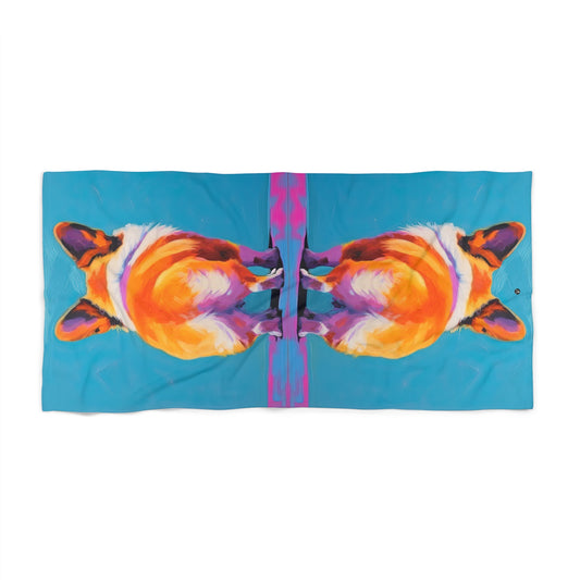 Corgi Butt Artistic Colorful Portrait - Corgi Beach Towel