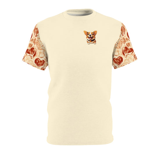 Hugs & Heartstrings Unisex Bold Designer Tee — Wearing Your Heart on Your Sleeve on Vanilla Cream