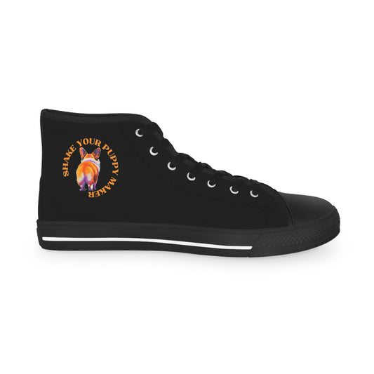 Shake Your Puppy Maker Men's High Top Casual Black Canvas Sneakers