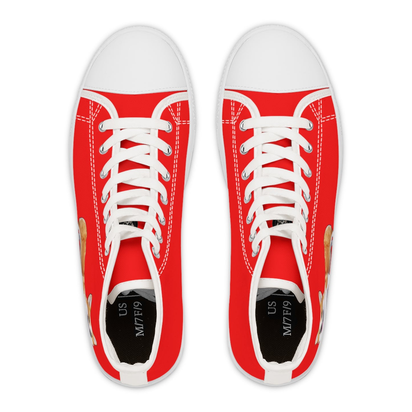 Best in Show Classic Corgi Portrait Women's High Top Sneakers on Red Canvas