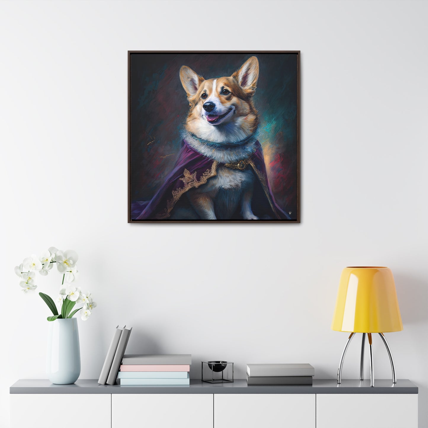 Corgi Royalty - Framed on Canvas