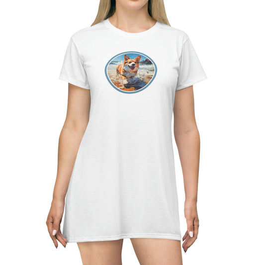 Coastal Corgi - T-Shirt Dress