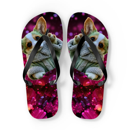 Baby Corgi Star Warrior Unisex Flip Flops — Galaxy Glitter Sandals