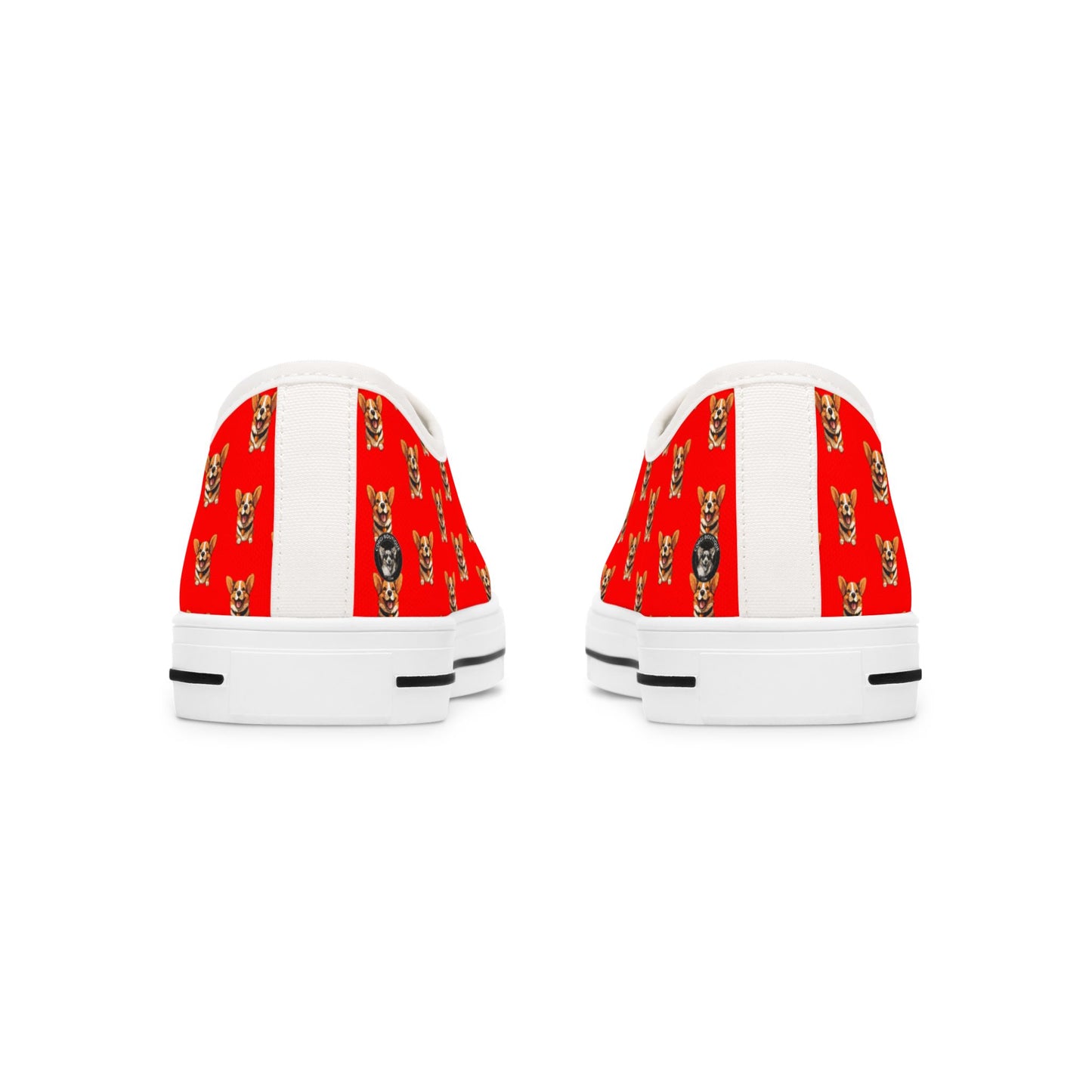 Puppy Love Red Smiling Corgi Print Women's Low Top Casual Canvas Sneakers