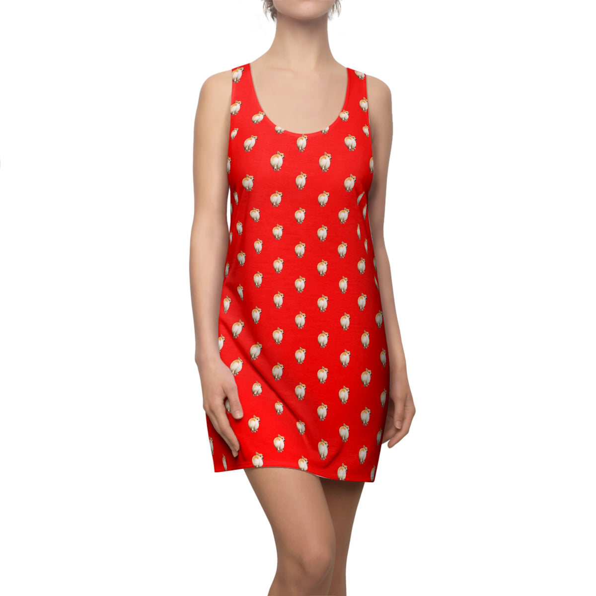 Baby Got Back - Corgi Butt Strut Racerback Sundress - Red Casual Dress
