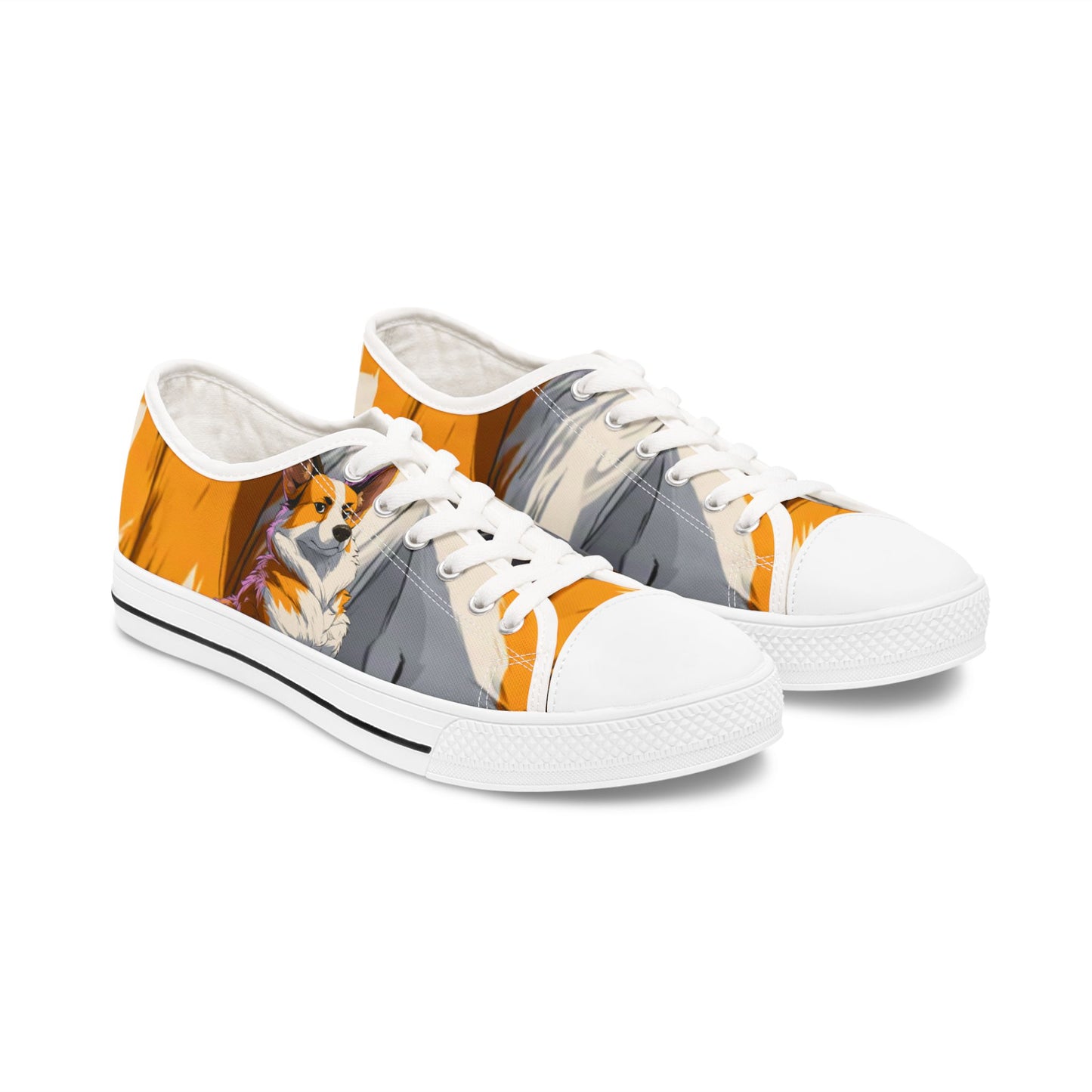 Boss Dog Corgi Artistic Portrait Casual Canvas Multicolor Design Women's Low Top Sneakers