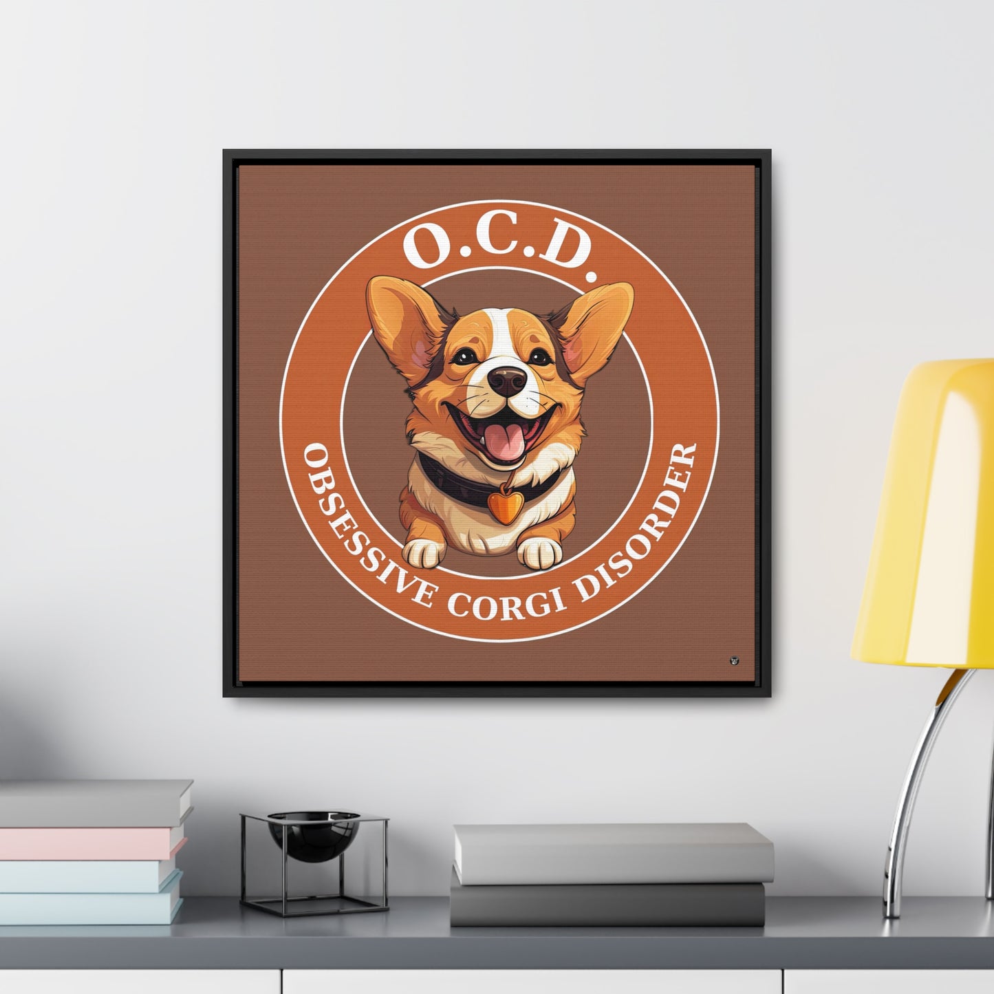 O.C.D. Obsessive Corgi Disorder - Framed on Canvas