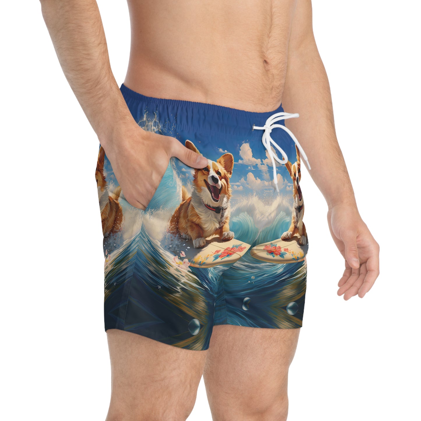 Cowabunga Corgi Swim Trunks