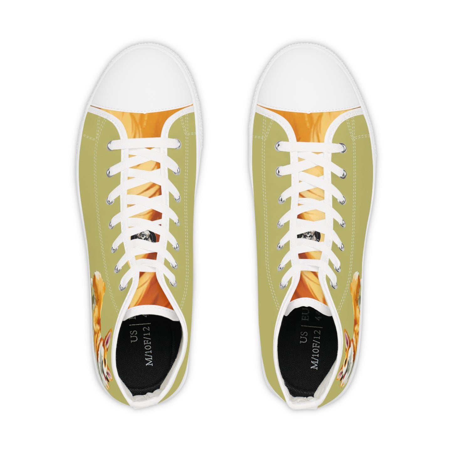 Classic Queen's Corgi Artistic Illustration Men's Casual Khaki Canvas Sneakers