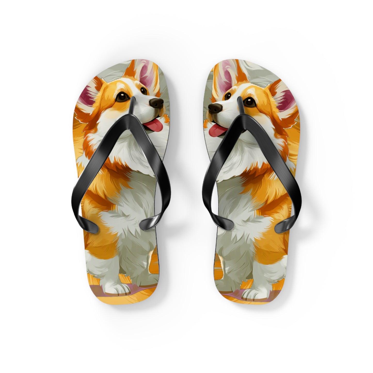 Classic Queen's Corgi Custom Artistic Unisex Flip Flops – Cool Pembroke Welsh Corgi Sandals