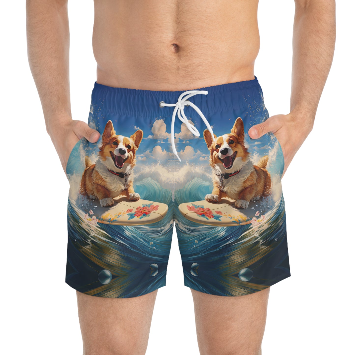 Cowabunga Corgi Swim Trunks