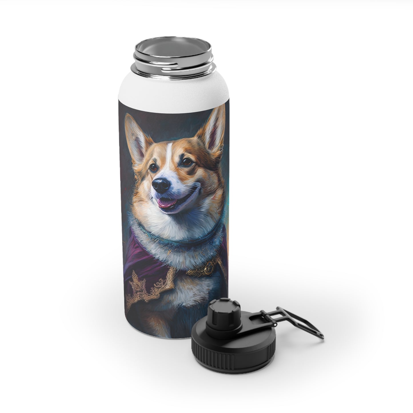Corgi Royalty - Water Bottle with Sport Lid