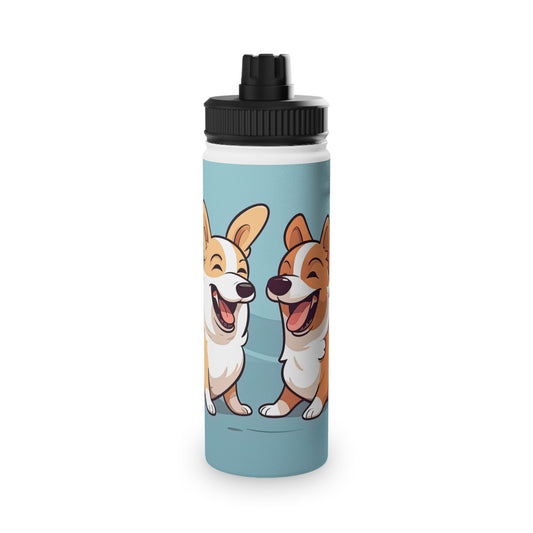 Corgi Couple - Water Bottle with Sport Lid