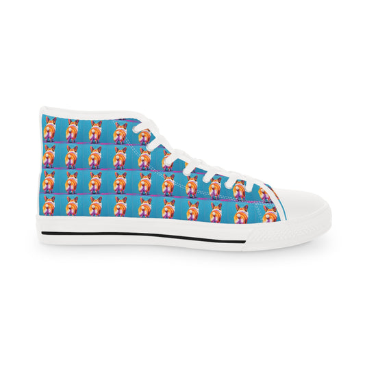 Corgi Butt Mosaic Pattern Men's High Top Casual Canvas Sneakers