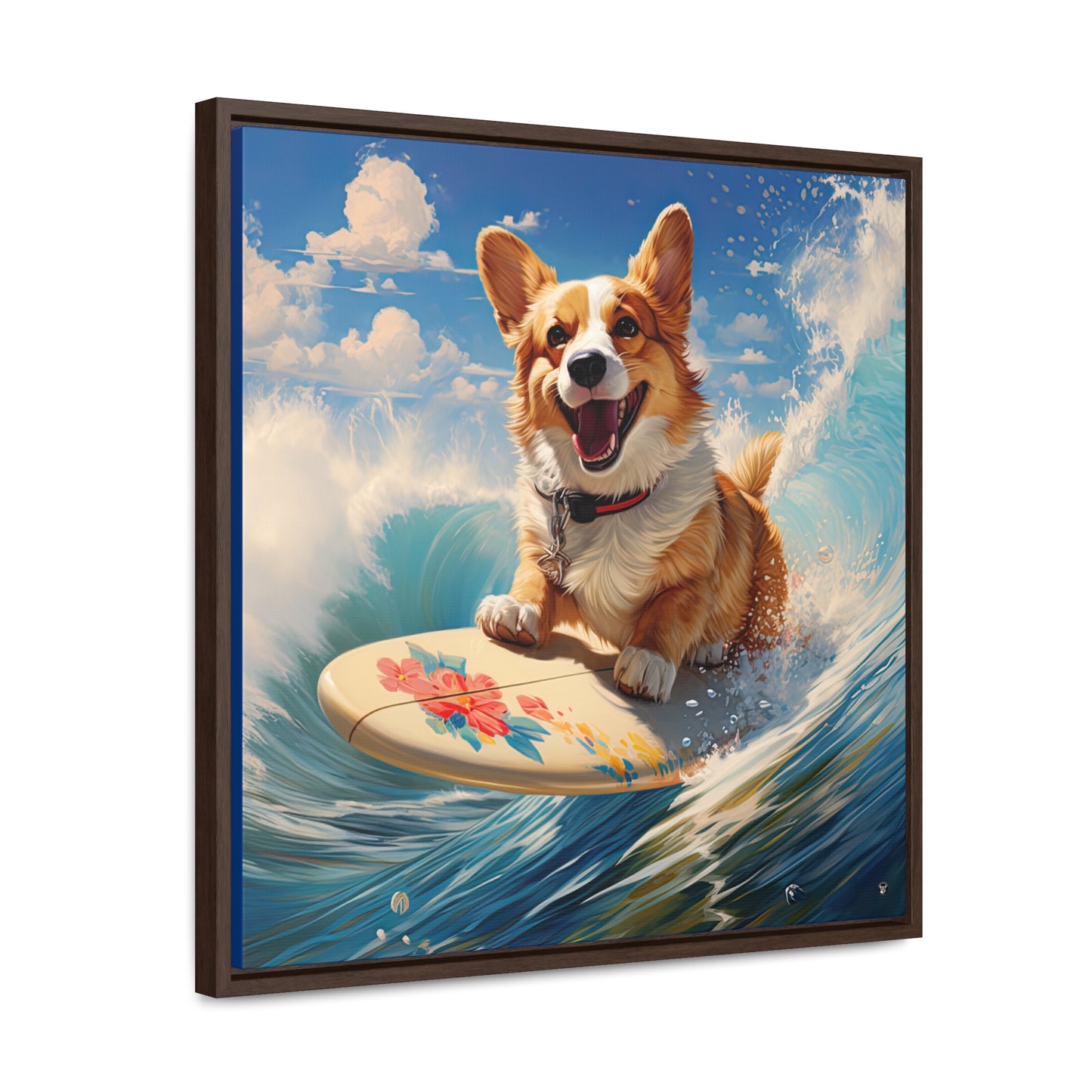 Cowabunga Corgi - Framed on Canvas