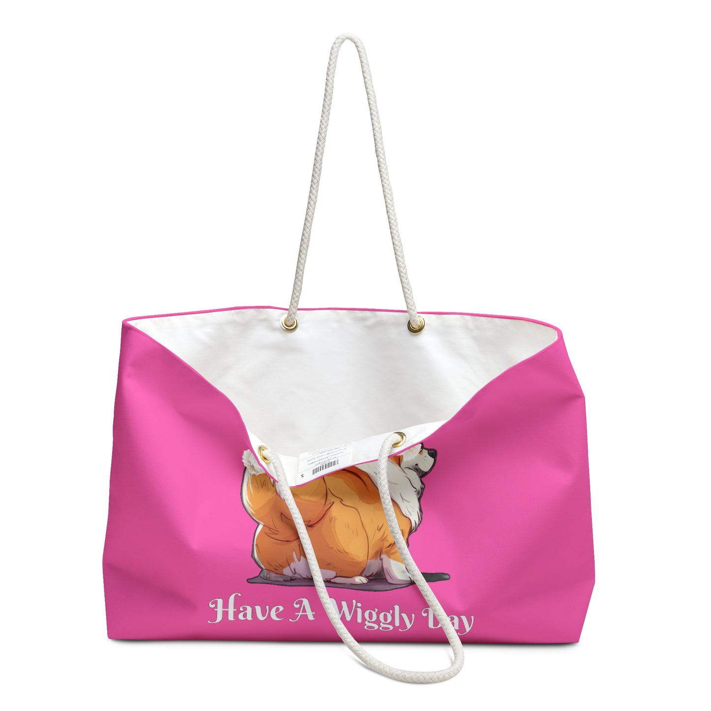 Have a Wiggly Day Weekender Beach Bag – Pink Corgi Travel Tote