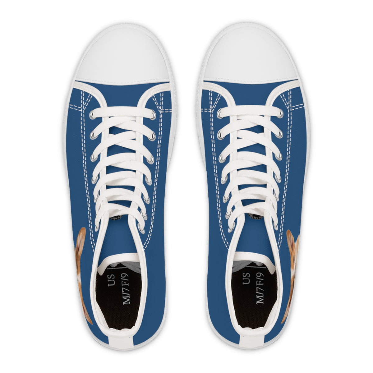 Ethereal Gaze Women's High-Top Sneakers - Corgi Kisser on Daytona Dusk Canvas