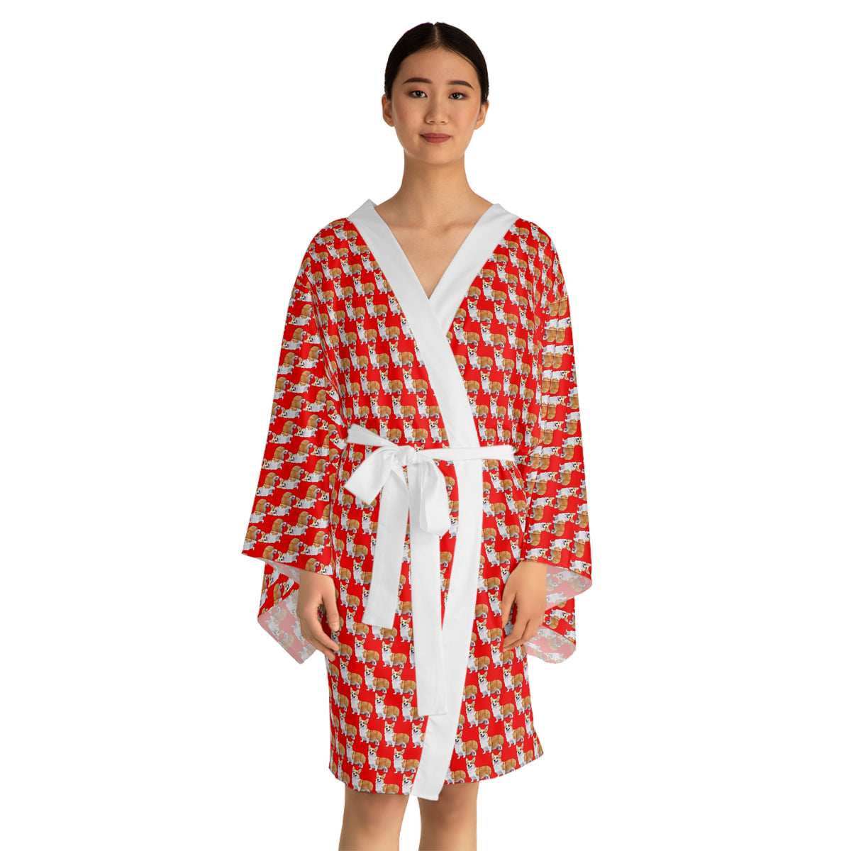 Best In Show Kimono Robe - Silky Red Corgi Housecoat